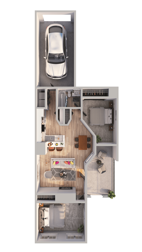 2 Bed  1 Bath  Floor Plan | 969 Sq. Ft. at Ashford Belmar Apartments, Lakewood